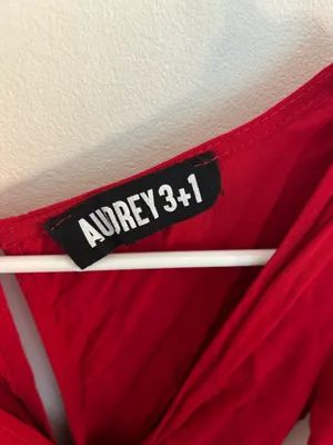 Audrey 3+1 Red Short Sleeve Tie Front Romper thumbnail 3