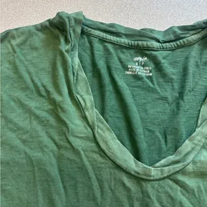 Aerie Green Women's Casual Top 100% cotton distressed short sleeve small thumbnail 7