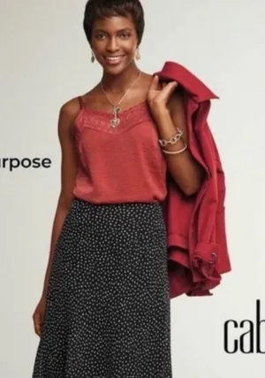 Cabi XS V Neck Mulberry All Purpose Lace Trim Cami Spaghetti Straps Top Coquette thumbnail 1