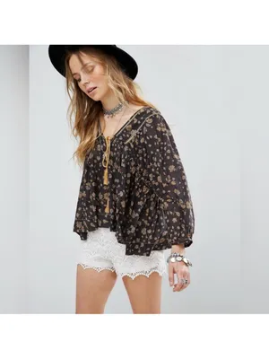 $98 Free People Never A Dull Moment Peasant Blouse S thumbnail 4