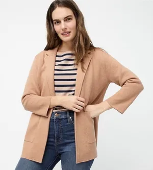 J Crew Sophie open-front sweater-blazer Cardigan Style J0244 -Camel thumbnail 1