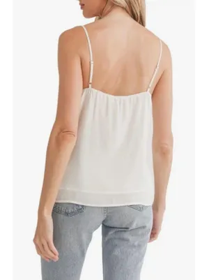 Lush Clothing 💕LUSH💕 Lace Trim V-Neck Camisole ~ White Ivory L NWT thumbnail 3