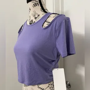 Lululemon Shoulder Cut-Out Yoga T-Shirt - Dark Lavender thumbnail 4