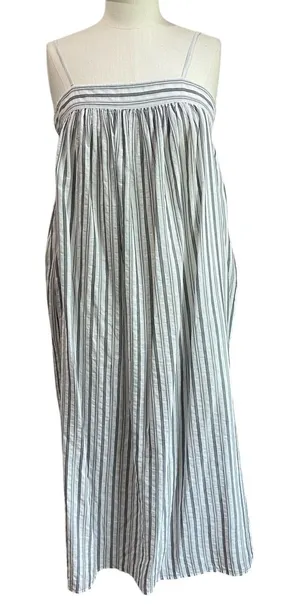 Vince Lightweight Midi Strap‎ Dress XS Minimalist Slip 100% Cotton Chic Neutral thumbnail 1