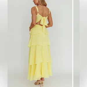 Selfie Leslie Provence Bloom Tiered Maxi Dress in Yellow Medium thumbnail 3