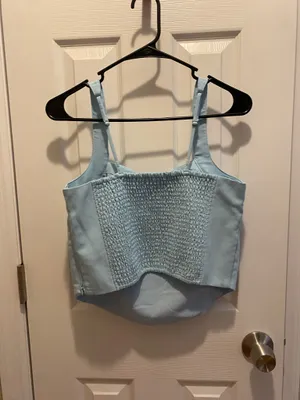 Abercrombie Light Blue Crop Corset Top thumbnail 3