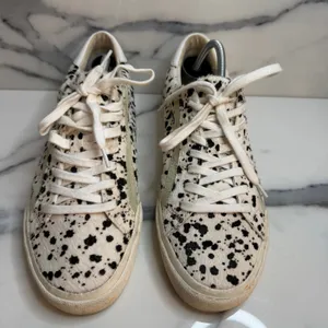 Madewell Women's Calf Hair Green Accent Sidewalk Sneaker Sz 9 Spotted Low Top thumbnail 2