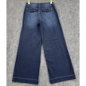 Forever 21 Wide Leg Jeans Womens Sz 27 Dark Wash Contrast Stitch Low Rise Boho thumbnail 2