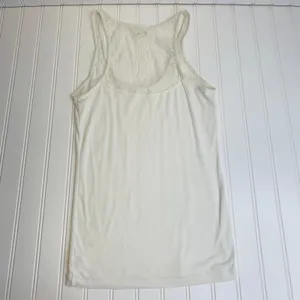 Y2k Aerie White Lace Yoke Racer Tank Top Sz Medium thumbnail 5