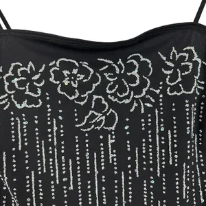 Vtg Taboo Sequin Glitter Maxi Dress High Low Ruffle Hem Large Whimsygoth Fairy thumbnail 4