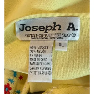 Joseph A XL (M/S) Sweater Top Yellow Floral Embroidered Short Sleeve V Neck thumbnail 3
