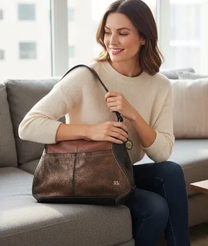 The Sak IRIS Medium Hobo Bag Teak-multi Y2K Style Metallic Brass Hardware thumbnail 1