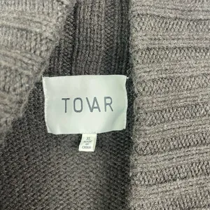 Revolve Tovar Brown Wool‎ Blend Leather Strap Closure Cable Knit Sweater Size XL thumbnail 3