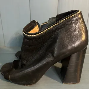 Coach Black Leather Open-Toe Ankle Boots | Size 7 thumbnail 4