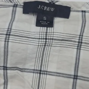 J.‎ Crew Cotton Voile Wrap Mini Dress Puff Sleeves In Oyster White Plaid Small thumbnail 4