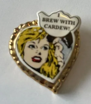 Paul Cardew Signed Ceramic Heart Brooch I Brew With‎ Cardew Pop Art Vintage 1996 thumbnail 1