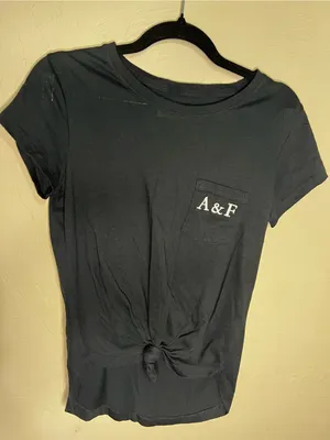Abercrombie &‎ Fitch SoftAF Black Tie Front Pocket Tee Casual Short Sleeve Top thumbnail 2