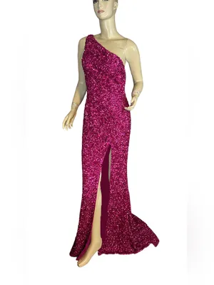Sherri Hill Pink Sequin Maxi Dress W/Dramatic Side Slit Dress (6) thumbnail 6