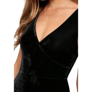 Lulus Maxi Dress Womens Size M Black Velvet Sleeveless Front Slit Sexy Formal thumbnail 7