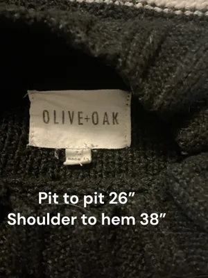 Olive + Oak Striped Chunky Knit Mock Neck Sweater - Size L Black/White thumbnail 3