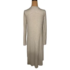 FORE Button Front‎ Duster Cardigan Long Sleeve Pockets Knit Beige Women's Size L thumbnail 3