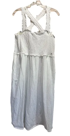 Tommy‎ Hilfiger White Smocked Ruffle Straps Maxi Dress Size XL Flowy Sundress thumbnail 1