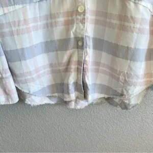 Free People Loveland Plaid Button‎ Up Boho Frayed Hem Shirt thumbnail 5