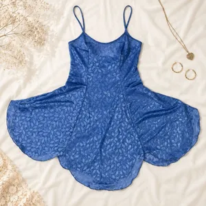 Vintage Y2K Petra Fashions Blue Burnout Floral Mini Dress Made USA thumbnail 1
