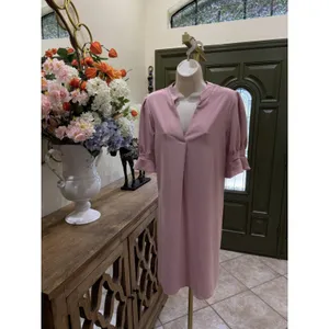 Women's Light Pink Short Sleeve Ruffle Dress – Size Large (L) thumbnail 2