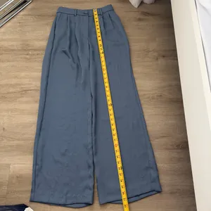 Express slate blue high-waisted pleated wide-leg pants thumbnail 2