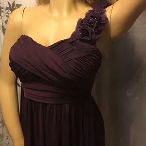 DB Studio Rich Plum One-Shoulder Hi-Low Dress | Floral Strap | M thumbnail 3