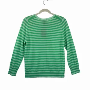 NWT J.CREW Womens Cardigan Green Italian Cashmere Knit Striped Sweater Large thumbnail 3