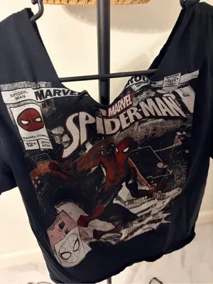 Marvel Spider-Man Black Graphic Tee with Red Accents thumbnail 1