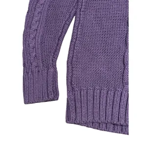 LLBean Royal Purple Cable Knit Long Sleeve Sweater Large thumbnail 6