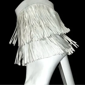 White super cute urban cowgirl style double fringed heeled boots! thumbnail 5