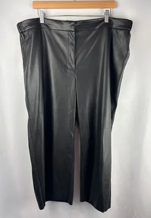 Women’s Ulla Popken Size 20/22 Black Faux Leather Pants thumbnail 1