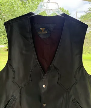 Classic Black Genuine Leather Vest XXL Made in Mexico motorcycle biker outlaw thumbnail 4