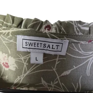 Sweet Salt Green Tiered Cottagecore Prairie Floral Long Sleeve Midi Dress Large thumbnail 5