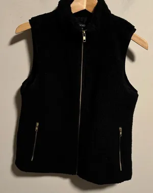 J.crew Mercantile Fleece Teddy Bear Sherpa Full Zip Vest Black Gold- Size XS thumbnail 1