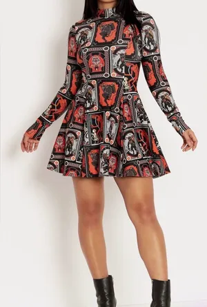 HTF BlackMilk Krampus Posters Long Sleeve Evil Mini Skater Dress Size XL‎ Rare thumbnail 1