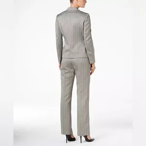 Le Suit New With Tags Women’s Latte Tan Pinstripe Blazer and Pants Suit Set thumbnail 2