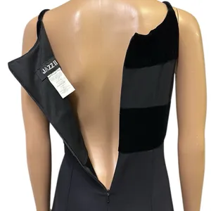 Jazz II Formal Black Velvet Accent Slit Front Sleeveless Maxi Gown Dress Size 10 thumbnail 9