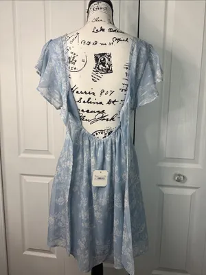 Altar'd State Light Blue Floral Midi Dress thumbnail 5