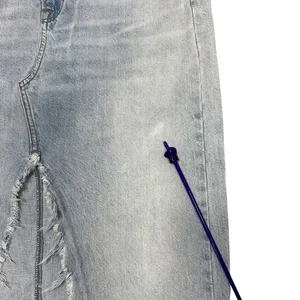 American Eagle 90s Maxi Skirt 4 Light Wash Distressed Denim Slit Grunge READ!‎ thumbnail 8