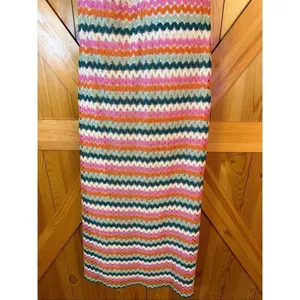 Premier Amour Crochet Cream Multi Chevron Fit + Flare Dress NWT Size Large (6444 thumbnail 3