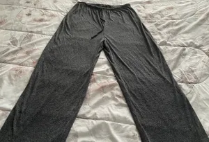 Grey Super Soft Wide Leg Pull On Lounge Drawstring Pants, size L thumbnail 8