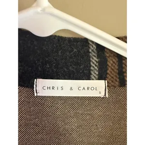 Chris & Carol Plaid‎ Shacket Womens Small Charcoal Grey Tan Oversized Jacket thumbnail 2