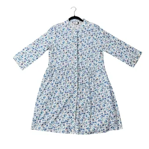 Tuckernuck Floral Drop Waist Dress Women Large Blue White Excellent Mini Pockets thumbnail 3