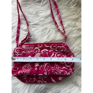 Vera Bradley Quilted Crossbody Bag in Dark Pink and White Floral Print thumbnail 3