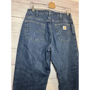 Carhartt Flannel Lined Straight Leg Jeans Womens Size 8X 30 Blue Denim thumbnail 6